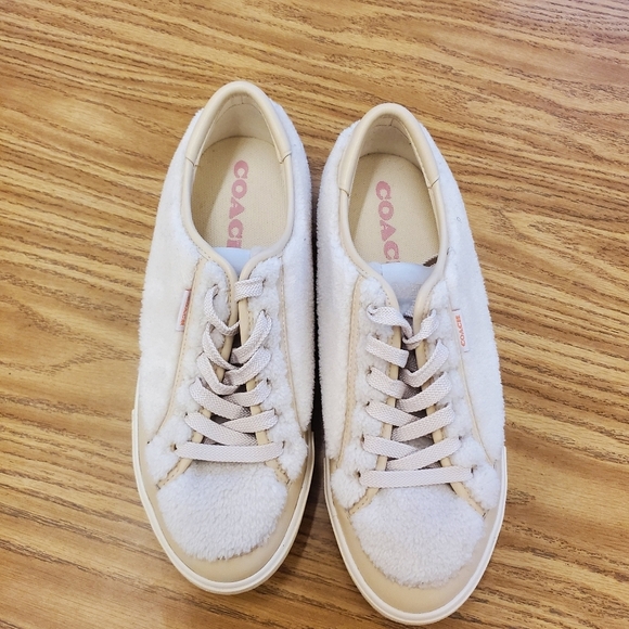 Coach Citysole Shearling Sneakers Size 8.5 White Cream - Picture 4 of 10